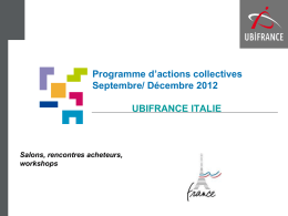 Programme d*actions collectives 2012 UBIFRANCE ITALIE