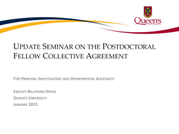 Postdoctoral Fellow Update Session PowerPoint