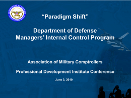 Briefing to the Office of Management and Budget DoD Financial