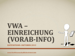 Vortragsfolien – VWA-Datenbank (Okt. 2013, PPTX)