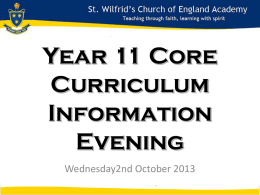 Year 11 Core Curriculum Evening Powerpoint 2013