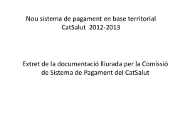 Nou sistema de pagament en base territorial CatSalut 2012-2013