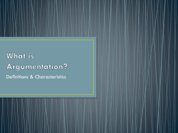 Power Point Slides-What is Argumentation? Lecture Notes Page