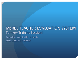 McREL*s TEACHER EVALUATION SYSTEM