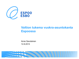 Valtion tukema vuokra-asuntokanta Espoossa