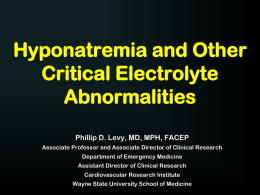Hyponatremia and Other Critical Electrolyte Abnormalities
