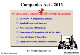 CA .Suhas Deshpande – Comp Act 2013 .30.05.2014