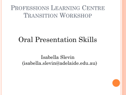 Professions Learning Centre Transition Workshop