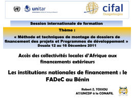 Les institutions nationales de financement : le FADeC