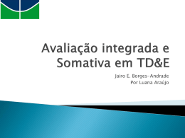 APRES_Araújo_Avaliação integrada e somativa em TDE