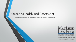 Ontario Health and Safety Act