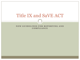 Title IX and SaVE ACT