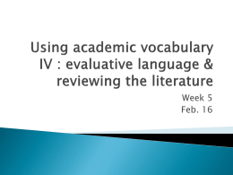 Week 5: Using academic vocabulary IV