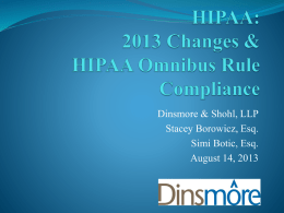 2013 Changes & HIPAA Omnibus Rule Compliance