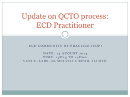 Update on QCTO process: ECD Practitioner