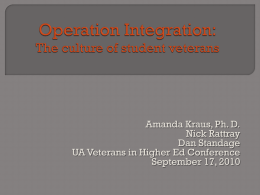 Operation Integration: The culture of student veterans