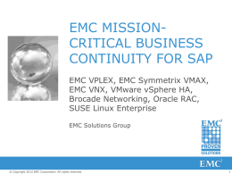 EMC Mission-Critical Business Continuity for SAP