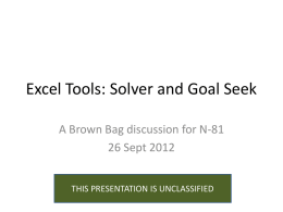 Excel Tools: Solver and Goal Seek