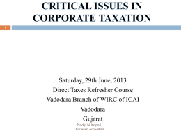 CRITICAL ISSUESS IN CORPORATE TAXATION