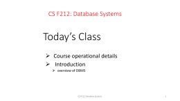 CS F212: Database Systems - Computer Science & Information
