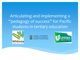 “pedagogy of success” for Pacific students in tertiary