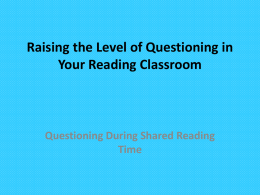 Raising the Level of Questioning - K