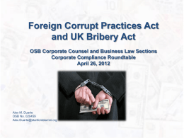 FCPA for Roundtable - Oregon State Bar Corporate Counsel Section