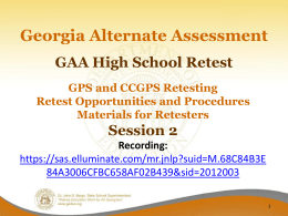 High School Retest - Georgia Department of Education