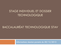 Stage individuel et dossier technologique Baccalauréat