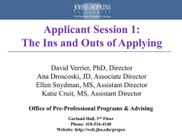 Applicant Session 1: The Ins and Outs of Applying