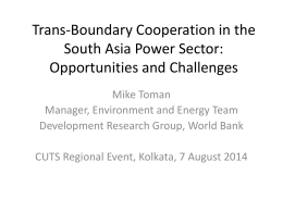 Trans-Boundary Cooperation in the South Asia Power