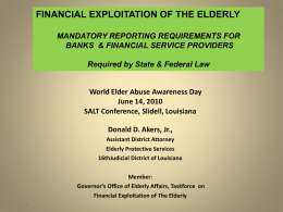 FINANCIAL EXPLOITATION OF THE ELDERLY INFORMATION FOR
