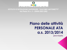 Piano delle attivit&agrave; PERSONALE ATA