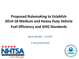 NHTSA - Fuel Efficiency, GHG Standards