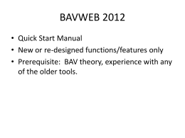 BAV Web Tools 2012 - Quick Start Manual
