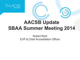 AACSB Update, by Robert Reid - Southern Business Administration