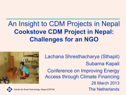 An Insight to CDM Projects in Nepal Cookstove CDM Project in