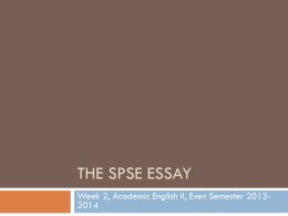 The SPSE Essay