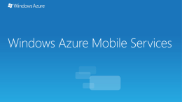 Building Connected Windows 8 Apps with Windows Azure Mobile