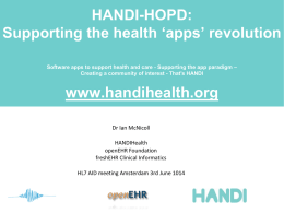 HANDI-HOPD: Supporting the health *apps* revolution