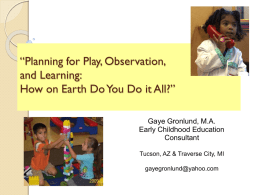 Planning for Play, Observation, and Learning: How on Earth Do You