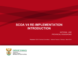 1. SCOA Roadshows - National and Provinces