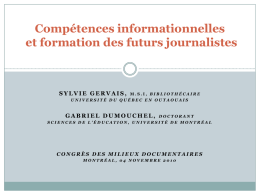 Compétences informationnelles et formation des futurs journalistes