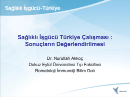 Sağlıklı İşgücü Türkiye Çalışması : Sonuçların Değerlendirilmesi