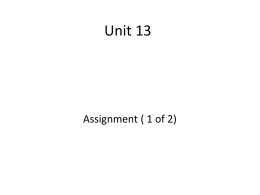 Unit 13 ass 1 - BtecNationalDiplomaY2