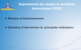 DESE - Département des études et synthèses économiques