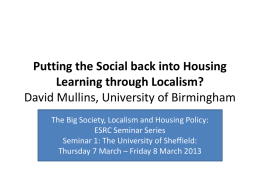 presentation - The Big Society, Localism & Housing Policy