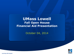UMass Lowell Welcome Day Financial Aid Presentation