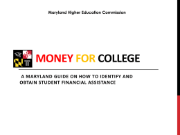 MONEY FOR COLLEGE - Maryland Transitioning Youth