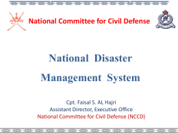 Nationa Disaster Management System March 2011
